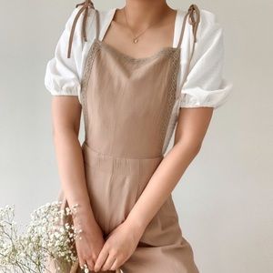 Breath of youth tan overall jumpsuit
